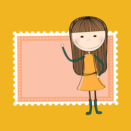 girl design over yellow  background vector illustrationのイラスト素材