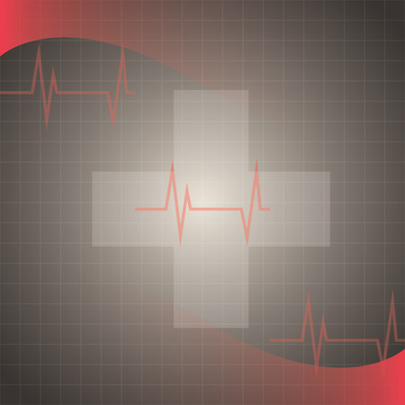crcoss background with ekg line, Vector illustrationのイラスト素材