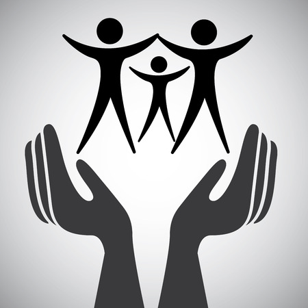 Hands care family icon, on white backgroundのイラスト素材