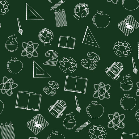 Chalk with back to school icons, vector illustrationのイラスト素材