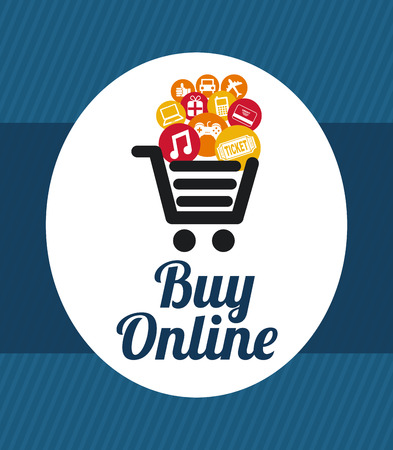 buy on line over blue  background vector illustrationのイラスト素材