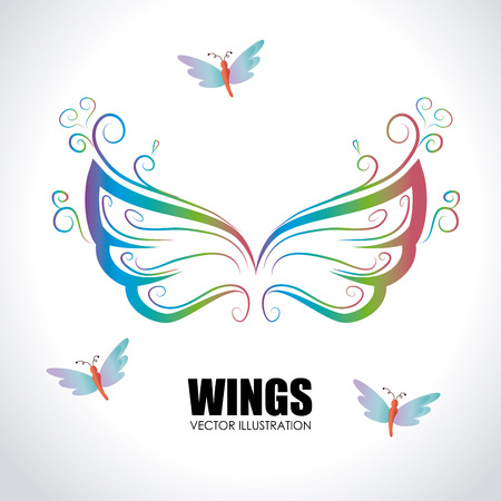 Wing design over white backgroundのイラスト素材