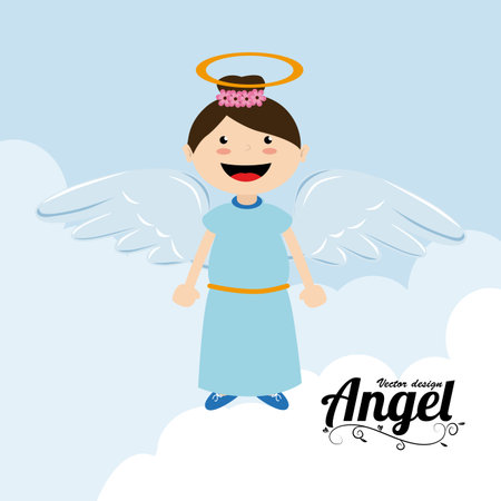 Angel design over sky backgroundのイラスト素材