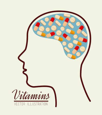 Vitamins design over beige background, vector illustrationのイラスト素材