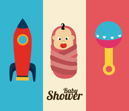 Baby shower design over colorful background, vector illustrationのイラスト素材