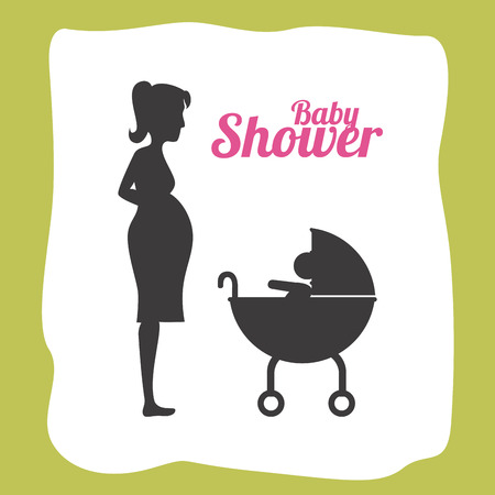 Baby shower design over green background, vector illustrationのイラスト素材