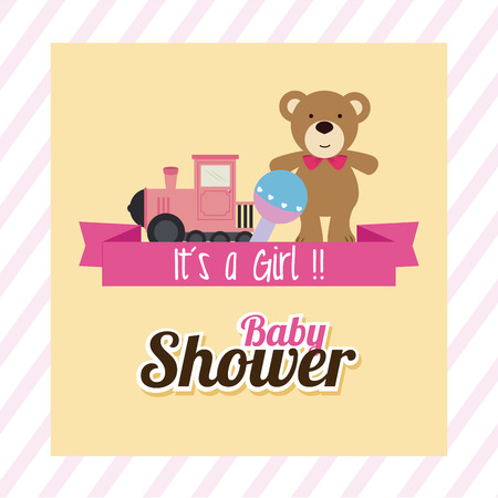 Baby shower design over beige background, vector illustrationのイラスト素材