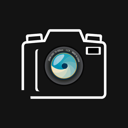 Camera design over black background, vector illustrationのイラスト素材