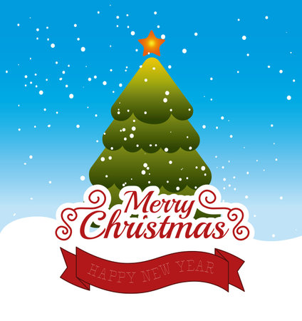 Christmas design over blue background, vector illustrationのイラスト素材