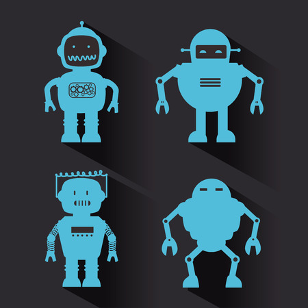 Robot design over black background, vector illustrationのイラスト素材