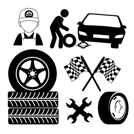 Tire design over white background, vector illustrationのイラスト素材