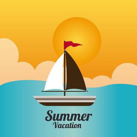 Summer design over seascape background,vector illustrationのイラスト素材