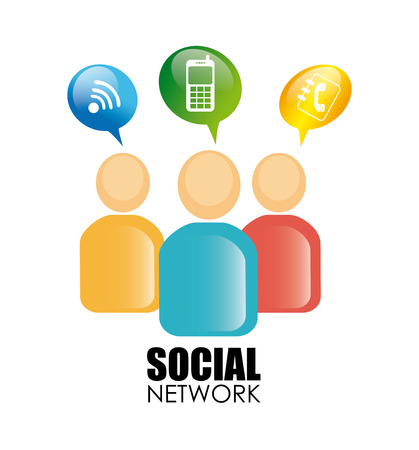 Social network design over white background,vector illustrationのイラスト素材