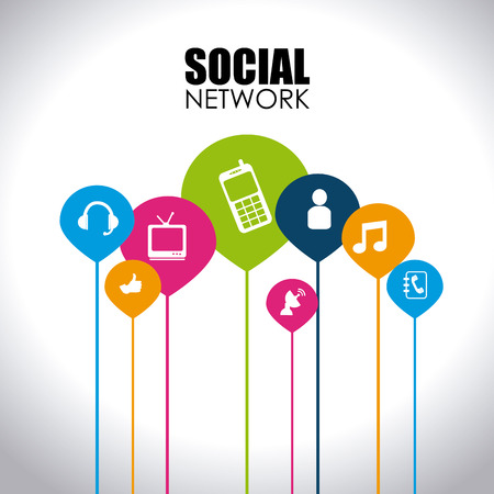 Social network design over white background,vector illustrationのイラスト素材