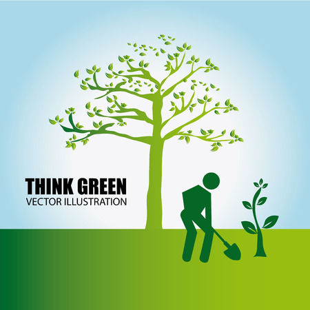 Ecology design over landscape background,vector illustrationのイラスト素材