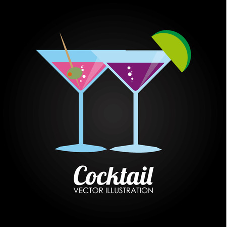 Cocktail Drink design over black backgroundのイラスト素材