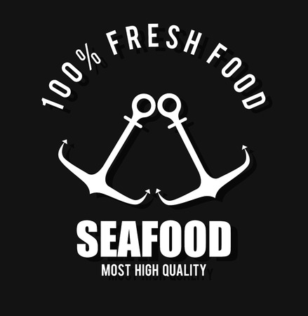 Seafood design over black background,vector illustration.のイラスト素材