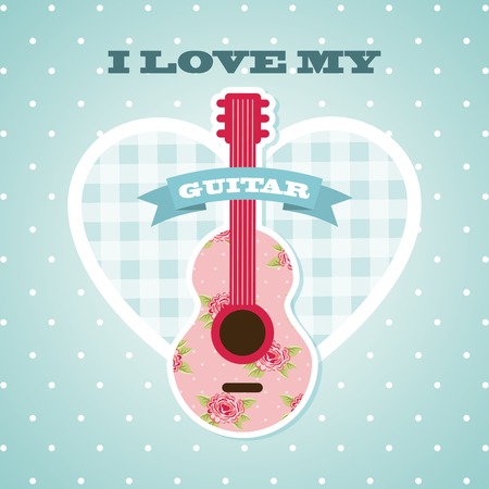 love my guitar design のイラスト素材