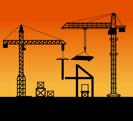 Construction design over orange background, vector illustration.のイラスト素材