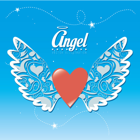 Angel design over blue background, vector illustration.のイラスト素材