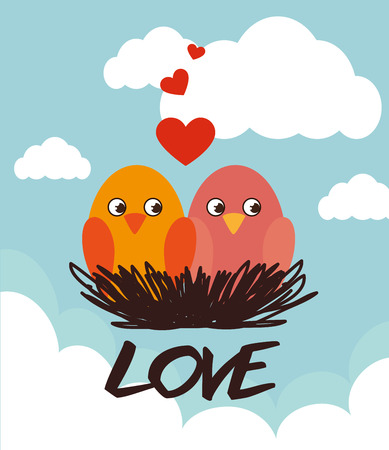 Valentines day design over cloudscape background, vector illustration.のイラスト素材