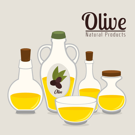 Olive oil over beige background, vector illustration.のイラスト素材