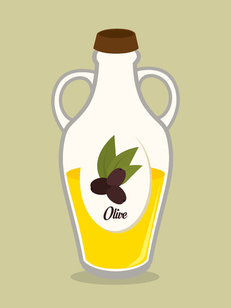Olive oil over beige background, vector illustration.のイラスト素材
