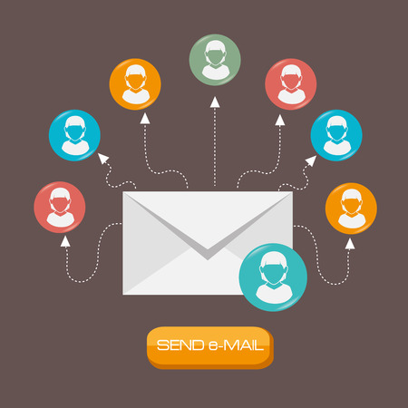 Email design over brown background, vector illustration.のイラスト素材