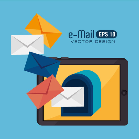 Email design over blue background, vector illustration.のイラスト素材