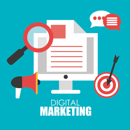 Marketing design over blue background, vector illustration.のイラスト素材