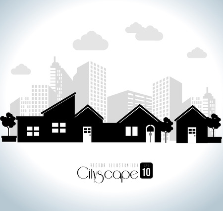 Urban design over white background, vector illustration.のイラスト素材