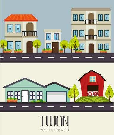 Urban design over white background, vector illustration.のイラスト素材