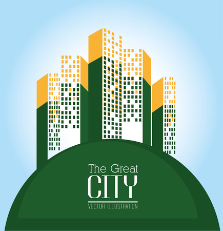 Urban design over blue background, vector illustration.のイラスト素材