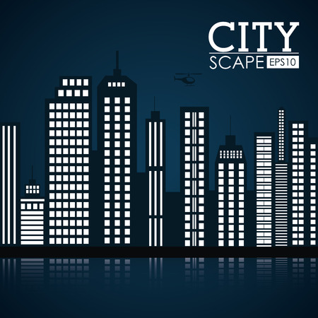 Urban design over black background, vector illustration.のイラスト素材