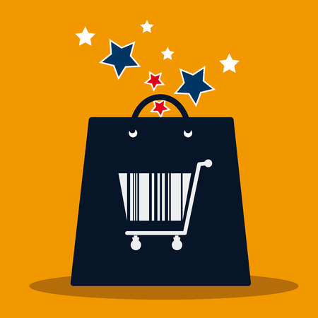 Shopping design over yellow background, vector illustration.のイラスト素材