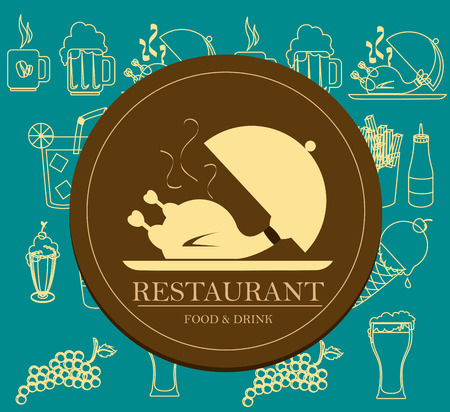 Food design over blue background, vector illustration.のイラスト素材