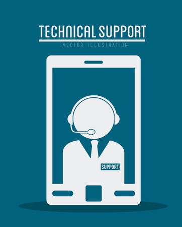 Technical support design over blue background, vector illustration.のイラスト素材