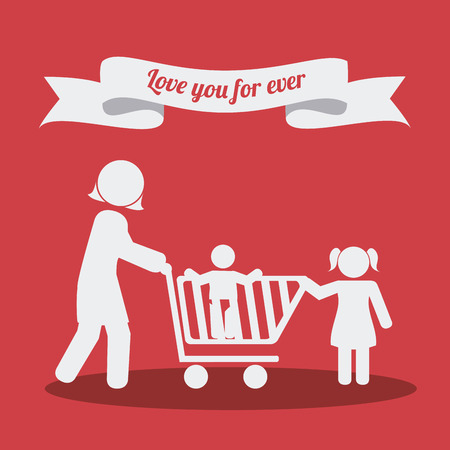 Family design over red background, vector illustration.のイラスト素材