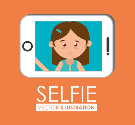 Selfie design over orange backgroundのイラスト素材