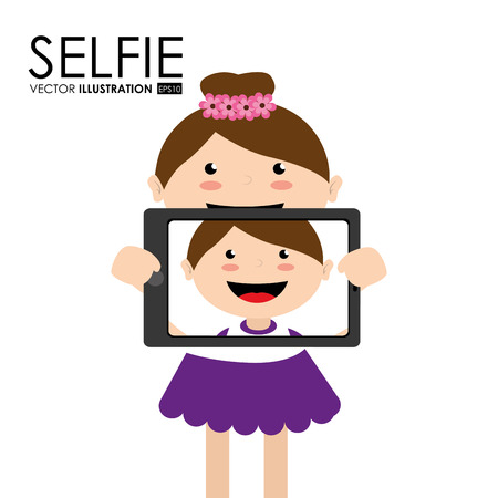 Selfie design over white backgroundのイラスト素材
