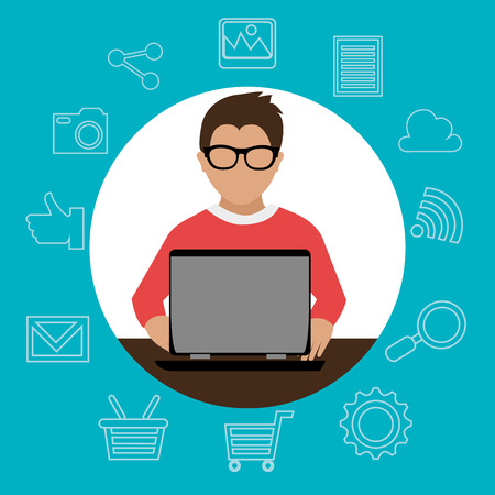 Technology design over blue background, vector illustration.のイラスト素材