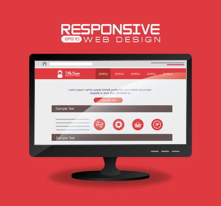Web design over red background, vector illustration.のイラスト素材