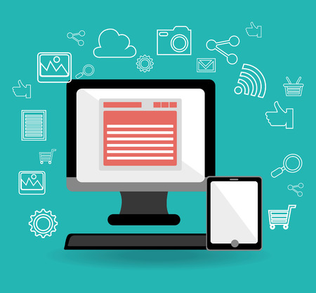 Technology design over blue background, vector illustration.のイラスト素材