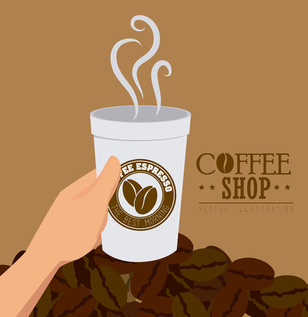 Coffee design over brown background, vector illustration.のイラスト素材