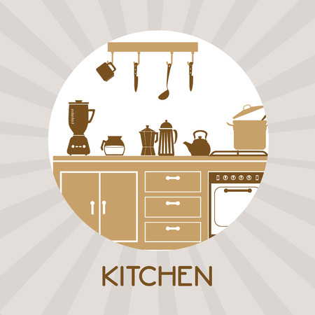 Kitchen design over white background, vector illustration.のイラスト素材