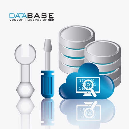 Database design over white background, vector illustration.のイラスト素材