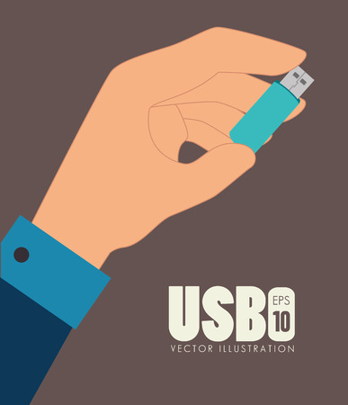 USB design over brown background, vector illustration.のイラスト素材