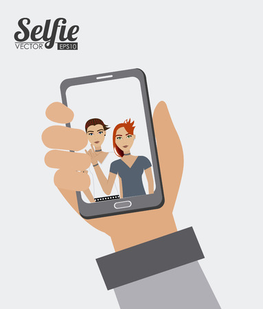 Selfie design over white background, vector illustration.のイラスト素材