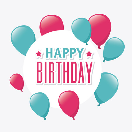 Happy birthday colorful card design, vector illustration.のイラスト素材