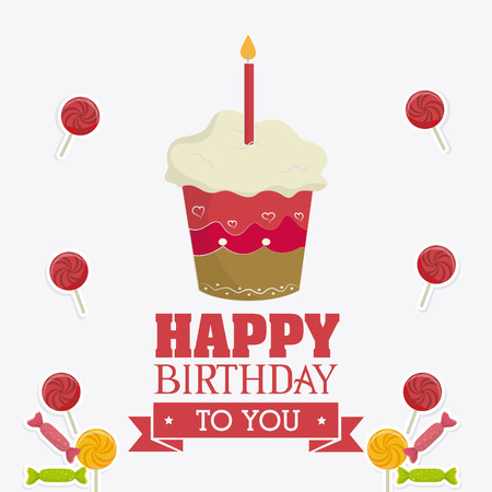 Happy birthday colorful card design, vector illustration.のイラスト素材